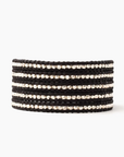 CHAN LUU STERLING SILVER WRAP BRACELET ON NATURAL BLACK LEATHER