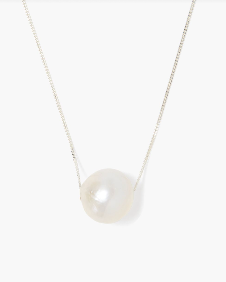 CHAN LUU SILVER 22&quot; WHITE FLOATING PEARL NECKLACE