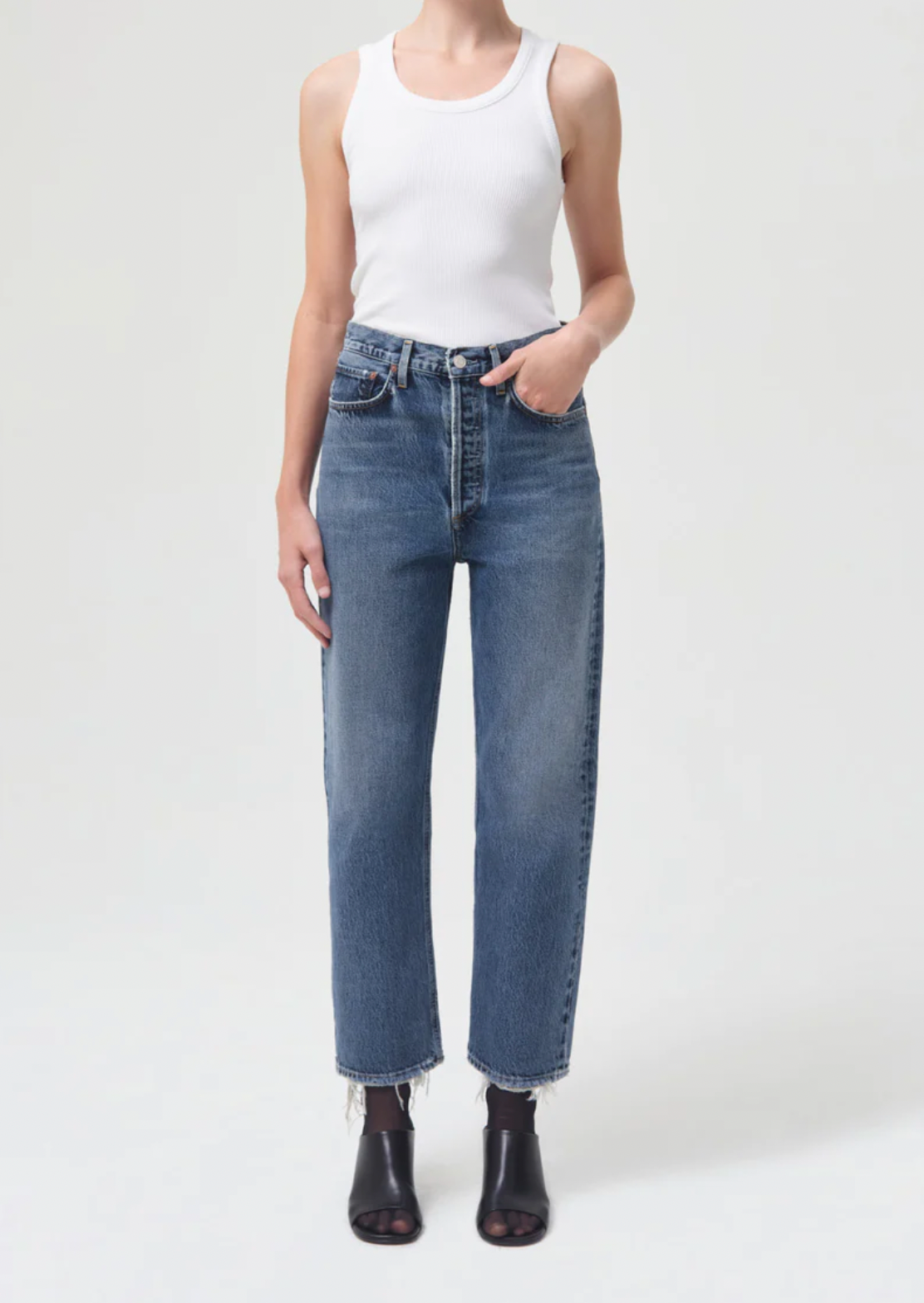 AGOLDE 90&#39;S CROP MID RISE LOOSE STRAIGHT JEAN OBLIQUE
