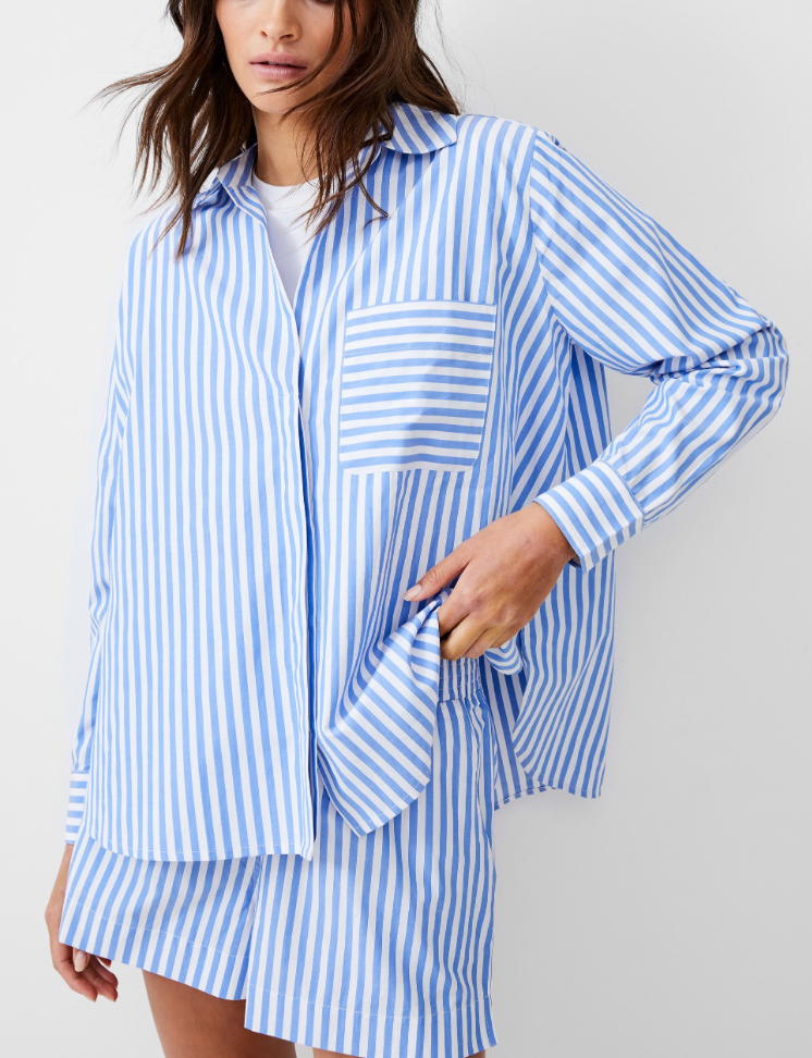 FRENCH CONNECTION THICK STRIPE RELAXED POP OVER TOP