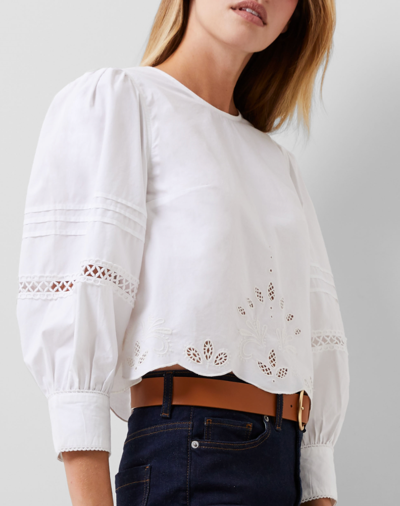FRENCH CONNECTION ALISSA COTTON BRODERIE TOP