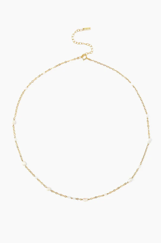 CHAN LUU FREE-FORM WHITE PEARL MIX SHORT NECKLACE