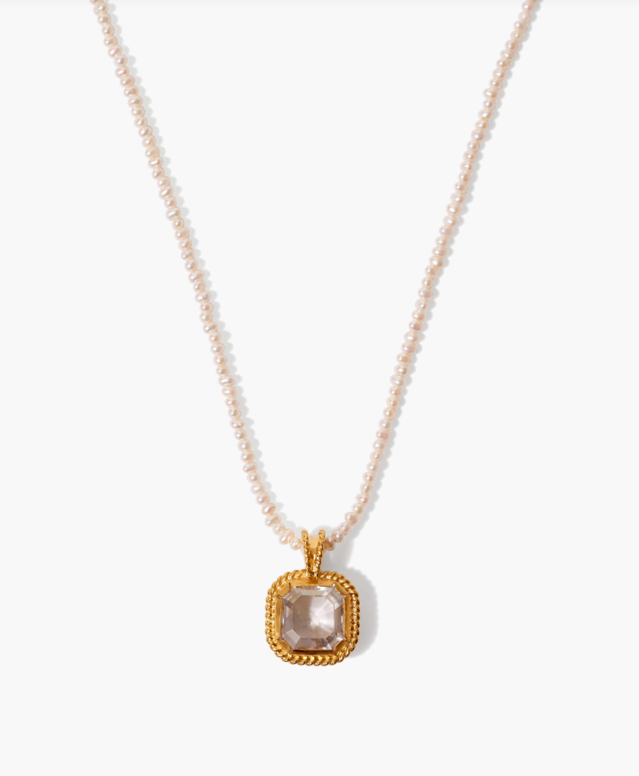 CHAN LUU SILVER SHADE + PEARL NECKLACE